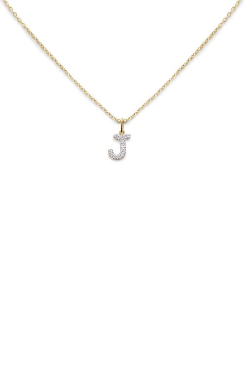 Monica Vinader Lab Created Diamond Initial Pendant Necklace In 14kt Solid Gold - J