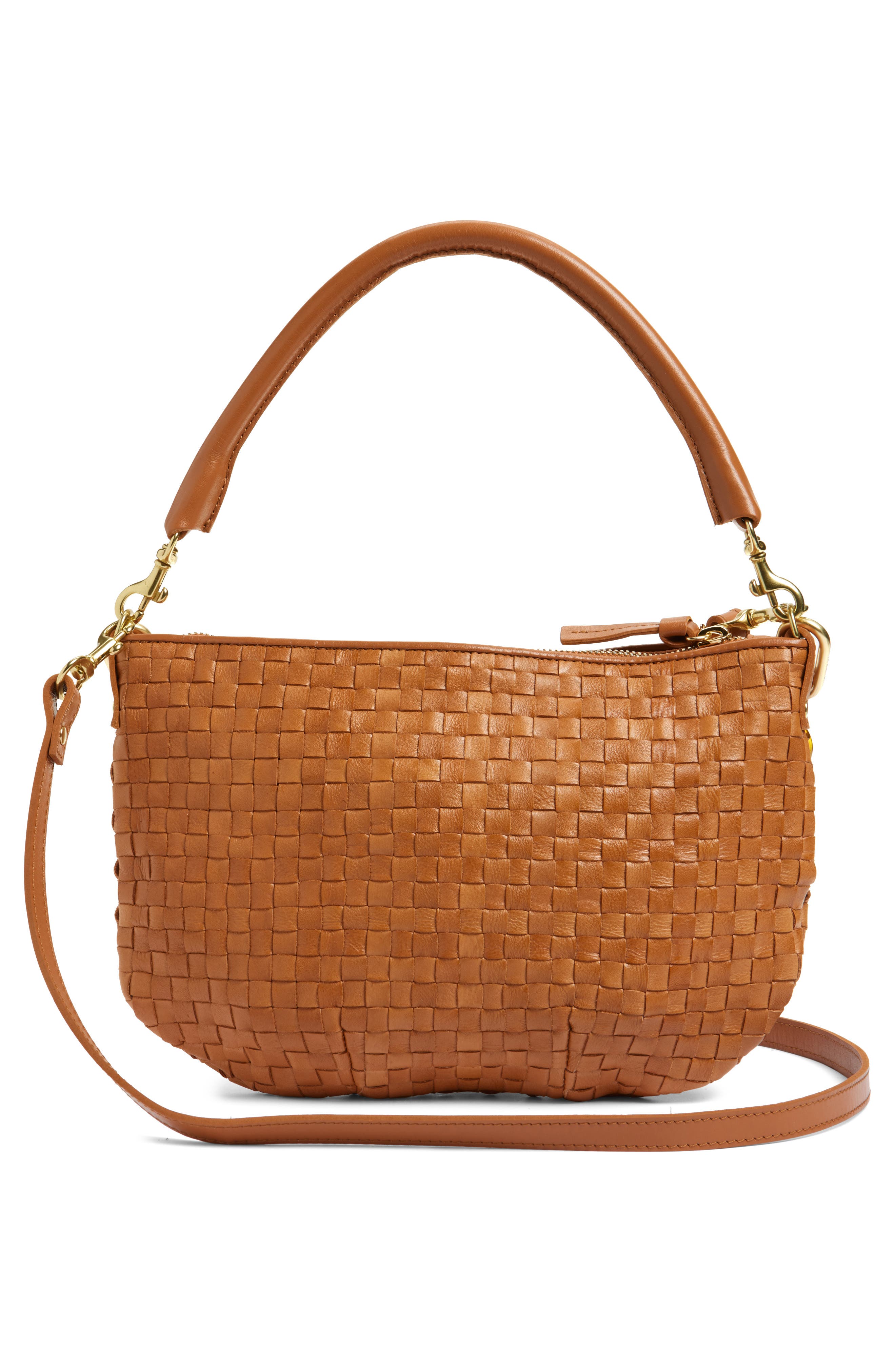 Clare V. Petit Moyen Woven Leather Messenger Bag, Alternate, color, 