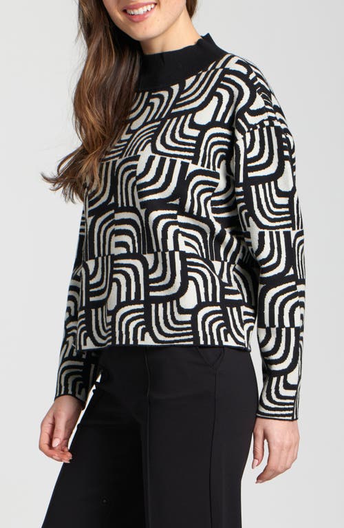 Apny Abstract Jacquard Mock Neck Sweater In Multi