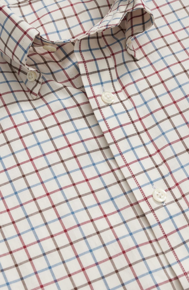 Brooks Brothers Lux Check Brushed Twill Button-Down Shirt, Alternate, color, Ivory
