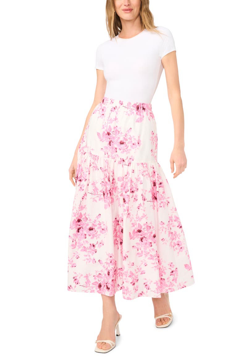 Tiered Print Cotton Maxi Skirt, Alternate, color, ORCHID SMOKE