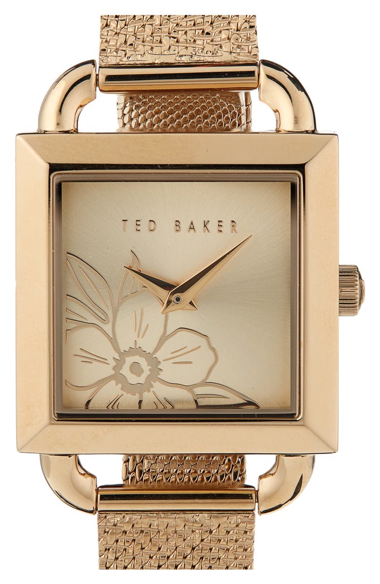 Ted Baker London Iconic Mesh Strap Watch, 14mm, Main, color,