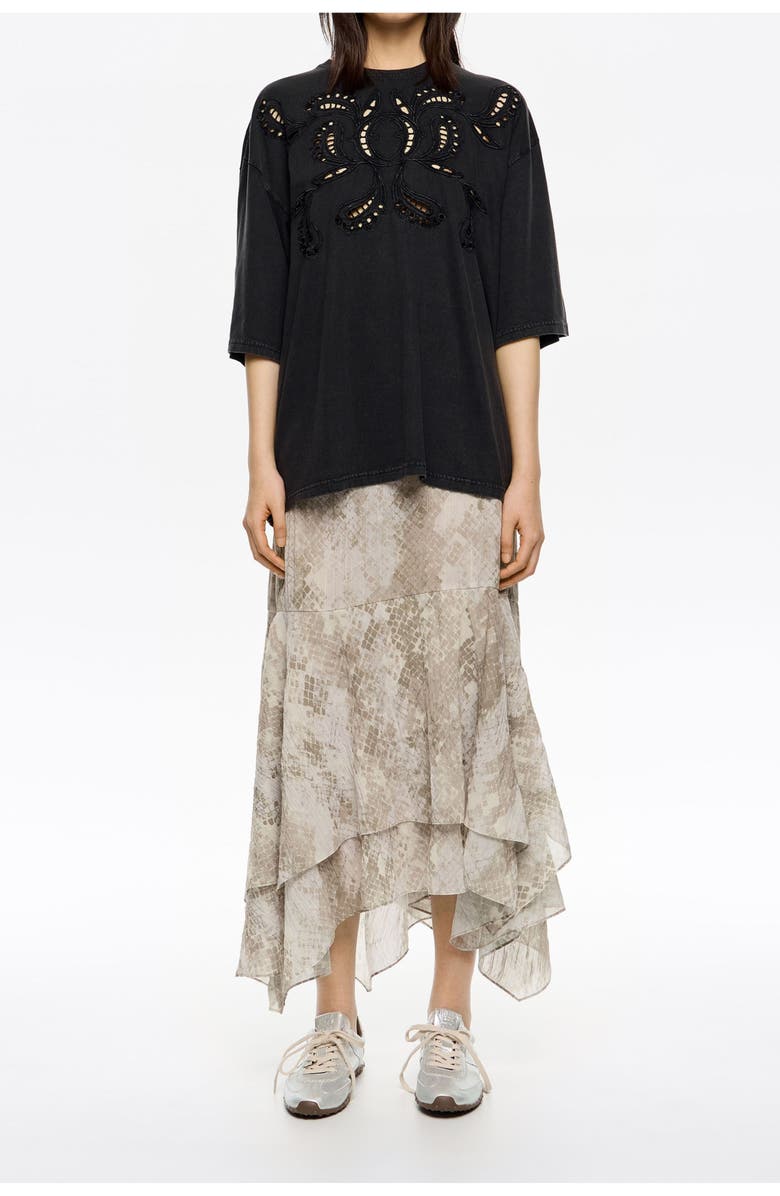 Bimba y Lola Snake Asymmetric Pleated Skirt, Main, color, Snake Taupe