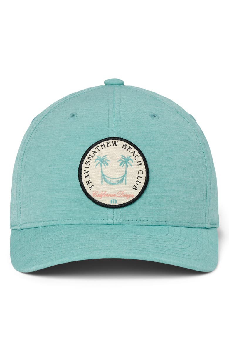 TravisMathew Beach Club Snapback Ball Cap, Alternate, color, Heather Bright Aqua