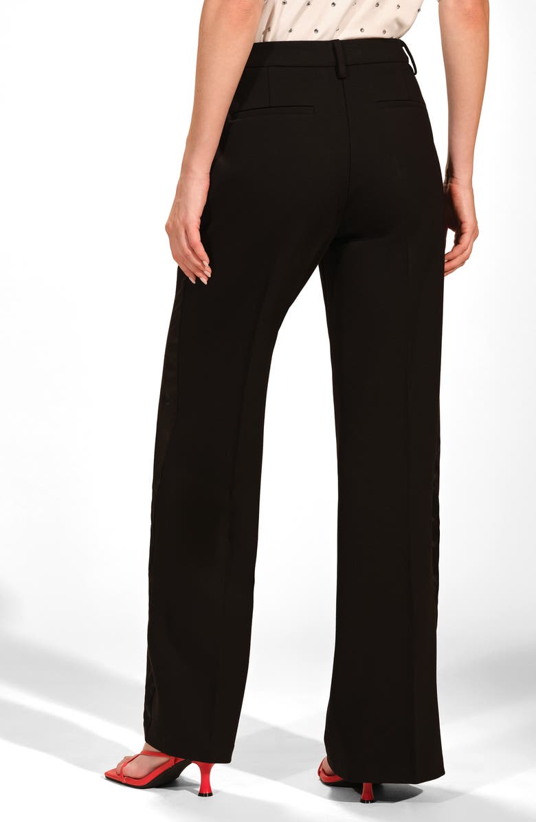 Isaac Mizrahi New York Ponte Tuxedo Pants, Alternate, color, Black