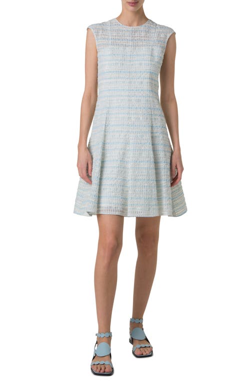 Akris Punto Tweed Fit-flare Mini Dress In Ice Blue-cream