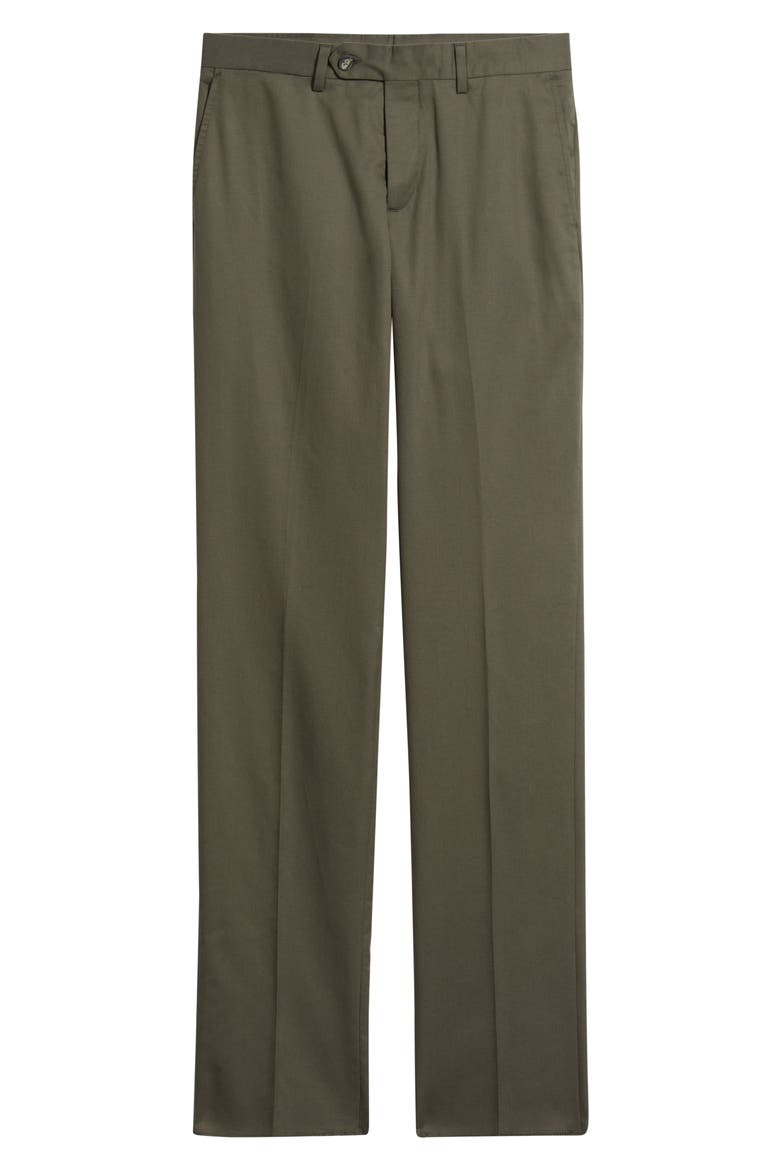 Trim Fit Flat Front Lyocell & Cotton Twill Chinos, Alternate, color, OLIVE