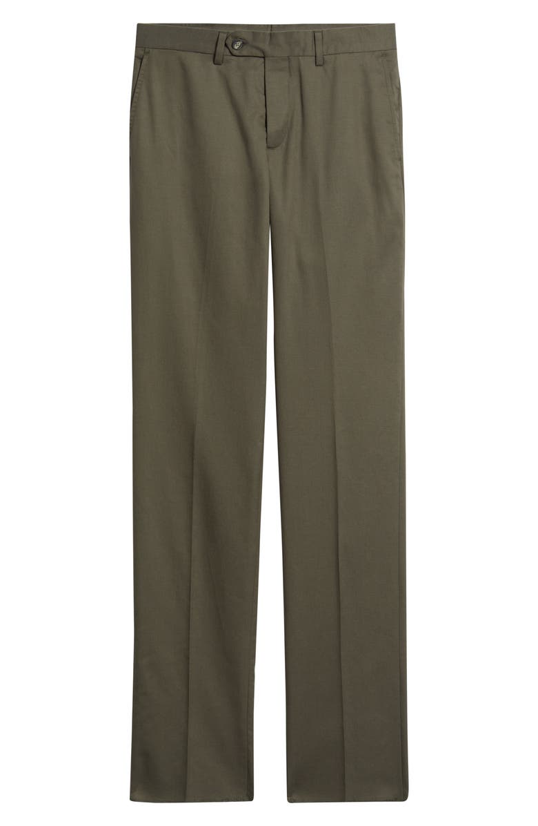 Berle Trim Fit Flat Front Lyocell & Cotton Twill Chinos, Alternate, color, Olive
