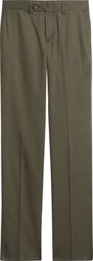 Berle Trim Fit Flat Front Lyocell & Cotton Twill Chinos