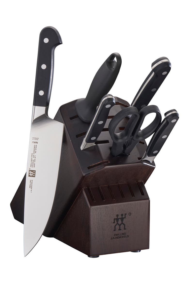 Pro Knife Block 7-Piece Set - Walnut, Main, color, WALNUT