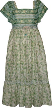 Iris & Ivy Kids' Border Print Puff Sleeve Maxi Party Dress