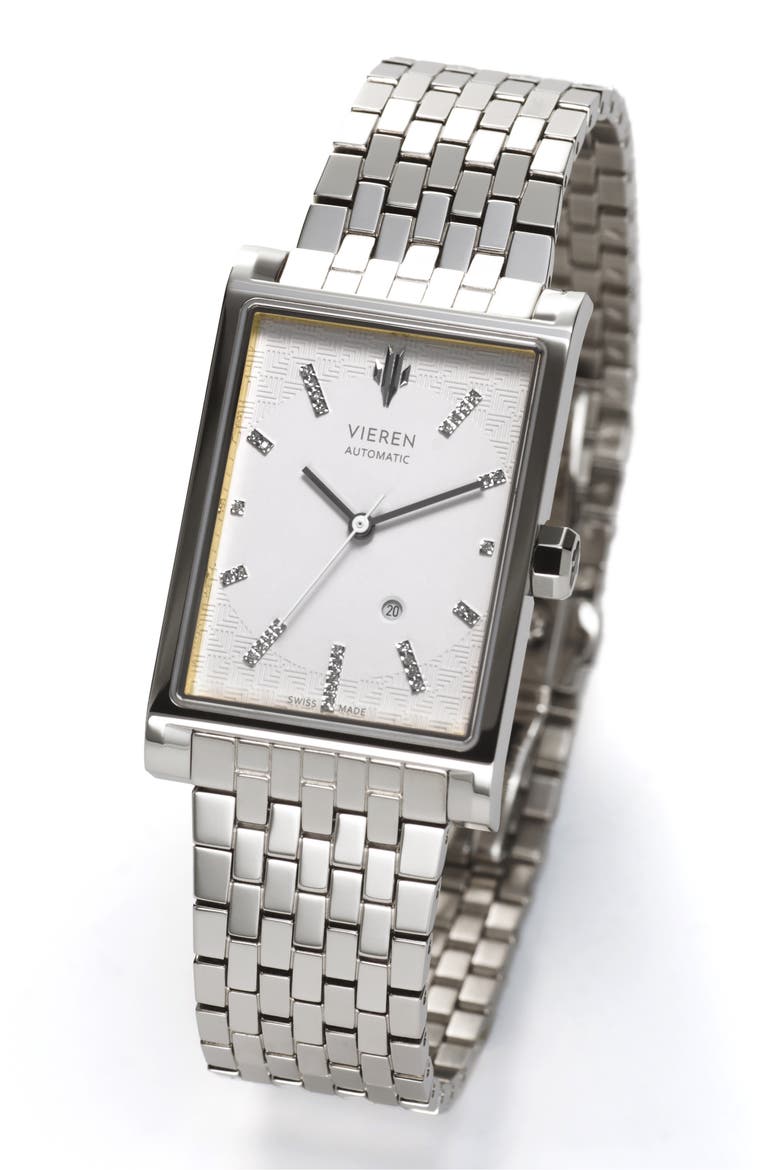 White Diamond Swiss Automatic Watch, Alternate, color, White