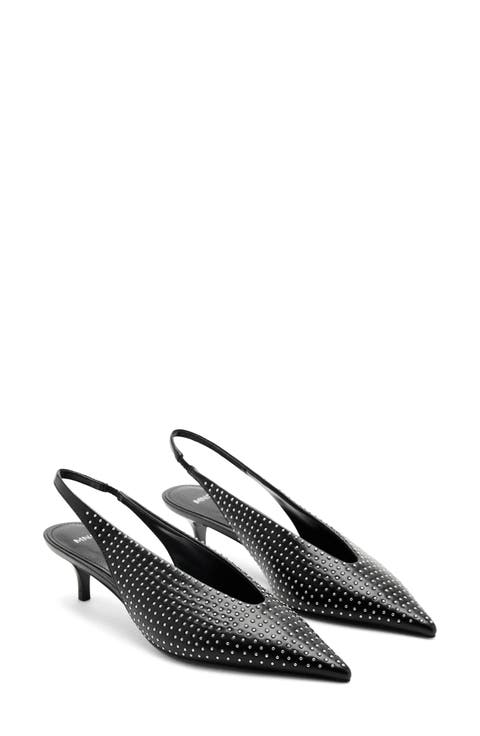 Studded Pointed Toe Slingback Pump (Women)