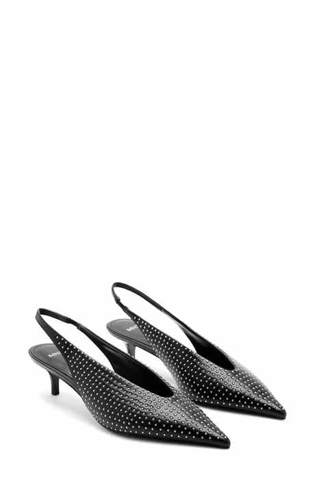 Studded Pointed Toe Slingback Pump