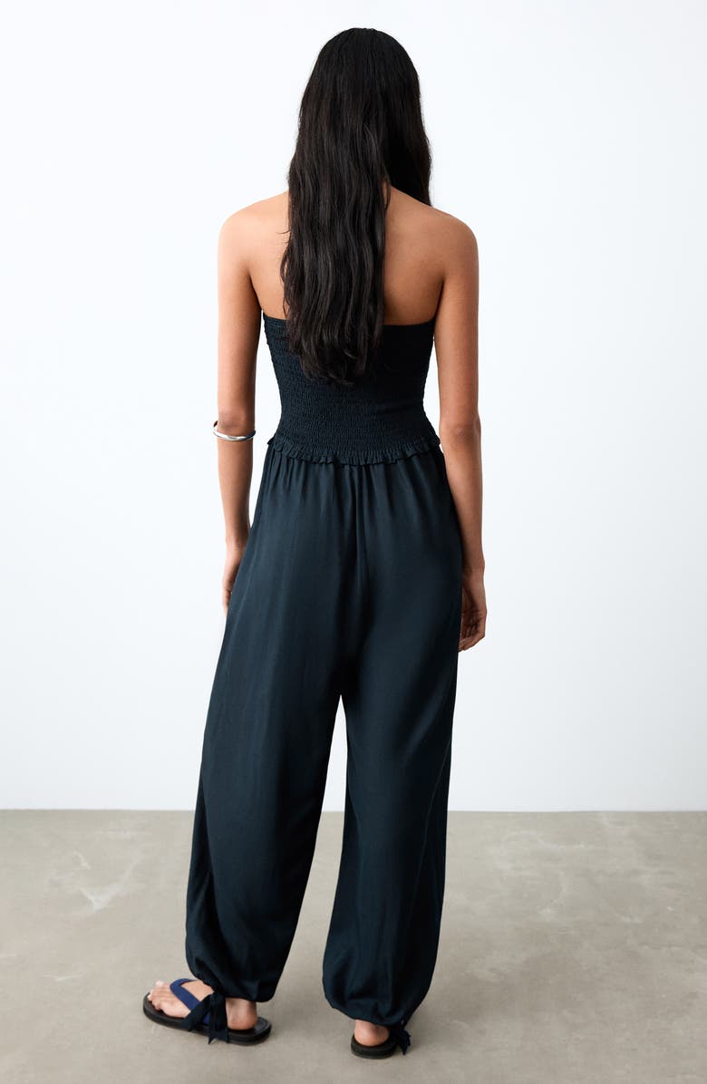 MANGO TEEN Smocked Strapless Jumpsuit, Alternate, color,