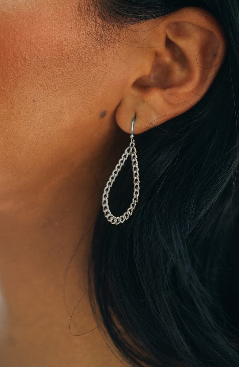 Sterling Forever Nikole Chain Link Teardrop Earrings, Alternate, color, Silver