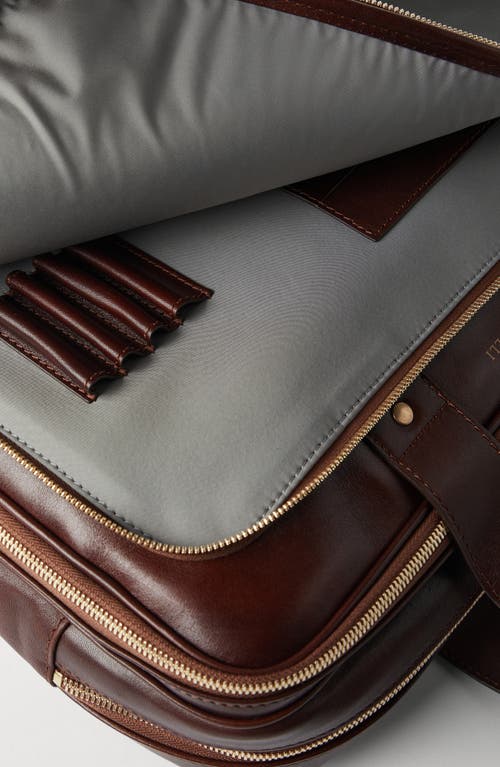 Brunello Cucinelli Calfskin Zipped Briefcase In Brown