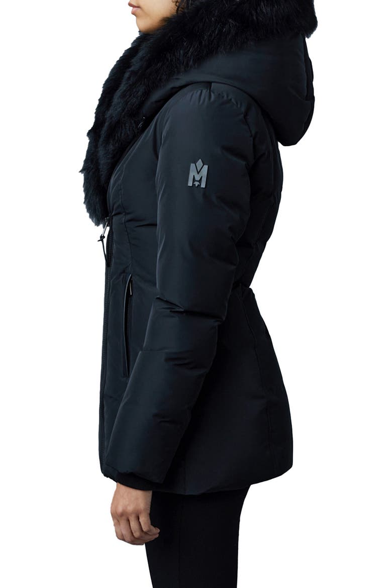 Adali Genuine Shearling Trim Down Jacket, Alternate, color, BLACK