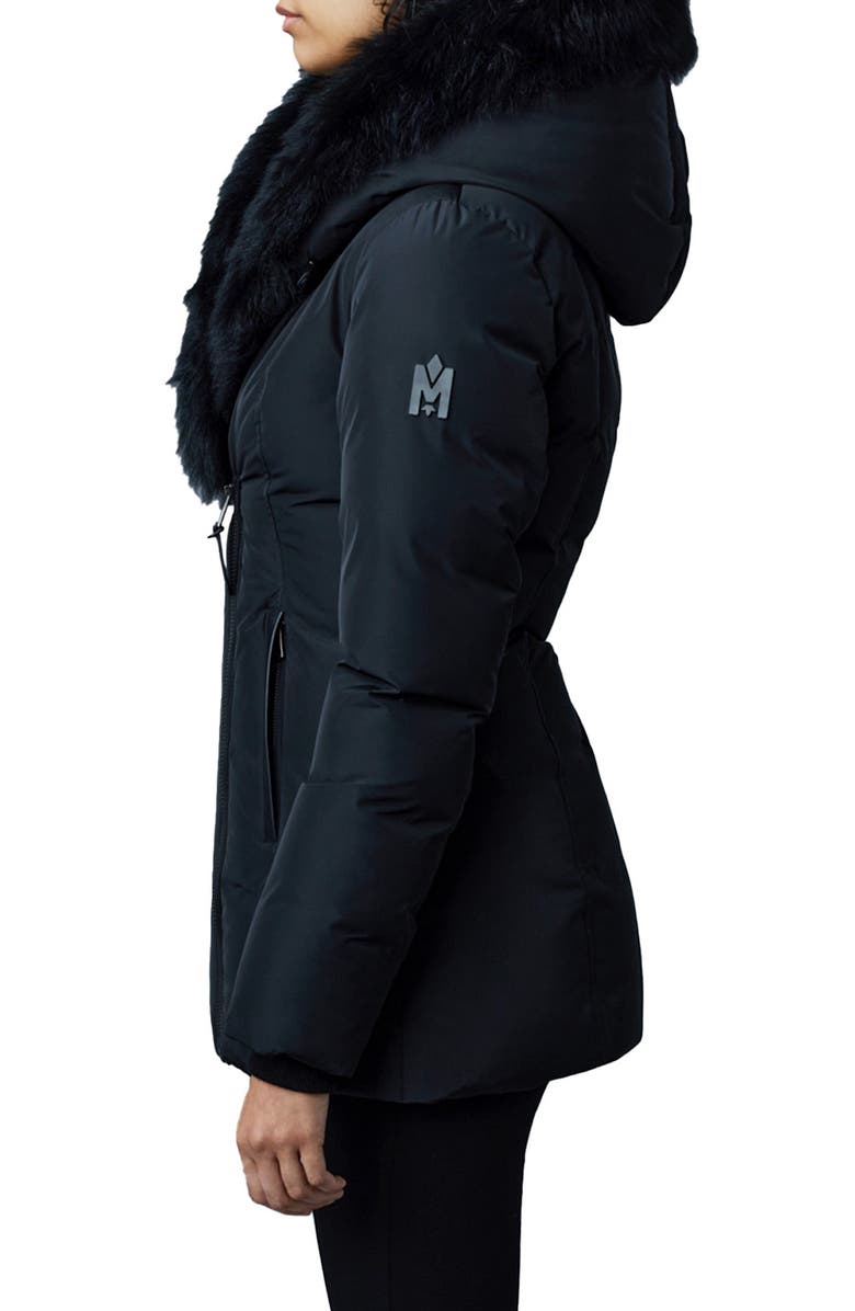 Mackage Adali Genuine Shearling Trim Down Jacket, Alternate, color, Black