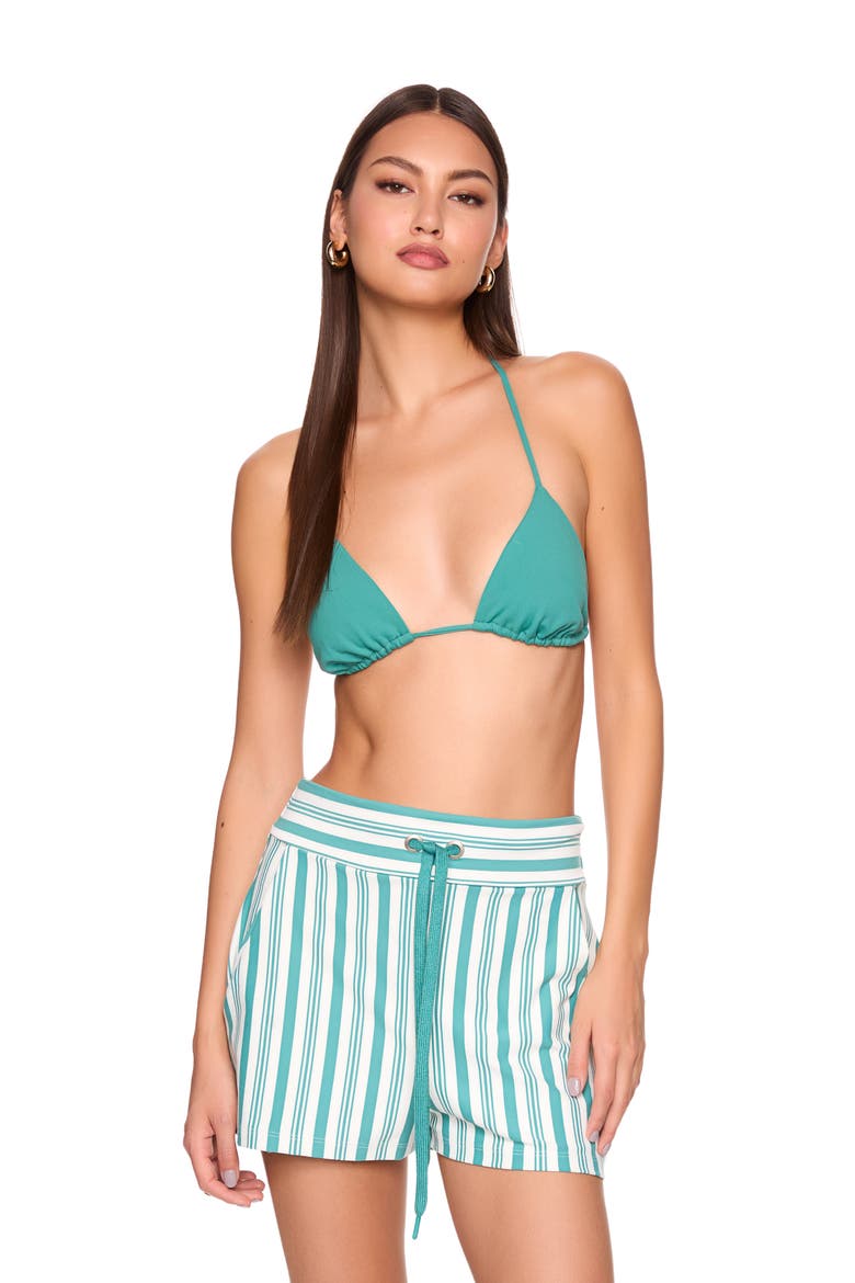 Stripe Drawstring Shorts, Alternate, color, FERN