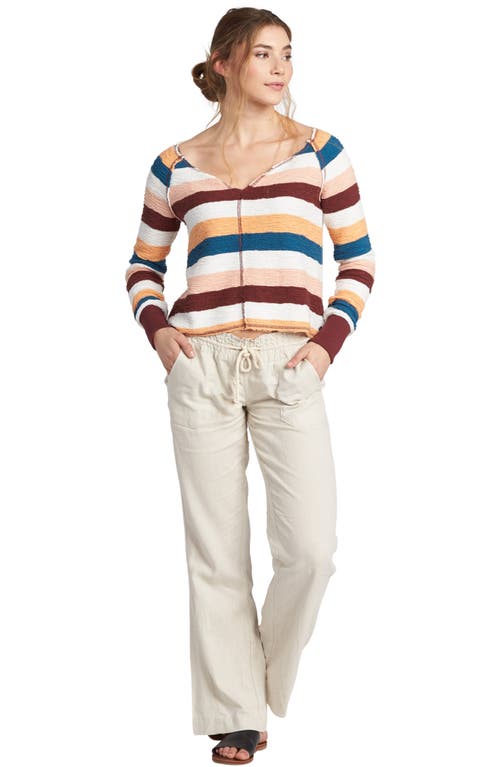 Roxy Oceanside Linen Blend Beach Pants In Stone