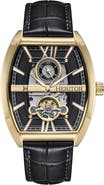 Heritor Automatic Masterson Semi-Skeleton Leather-Band Watch