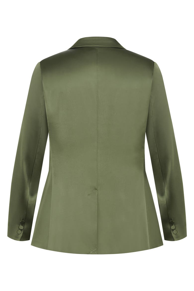 Rylie Satin Double Breasted Blazer, Alternate, color, OLIVE