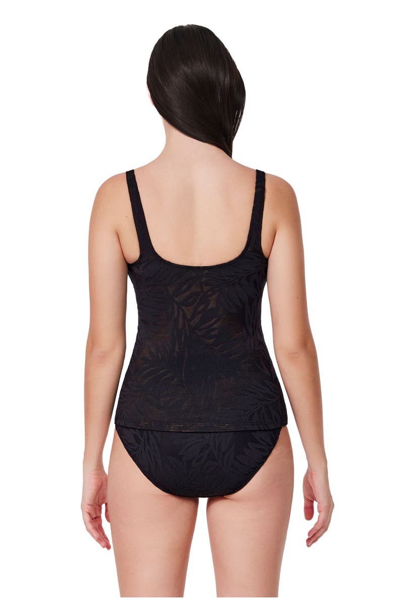 Profile by Gottex Skyfall Textured V-Neck D-Cup Tankini Top, Alternate, color, Black