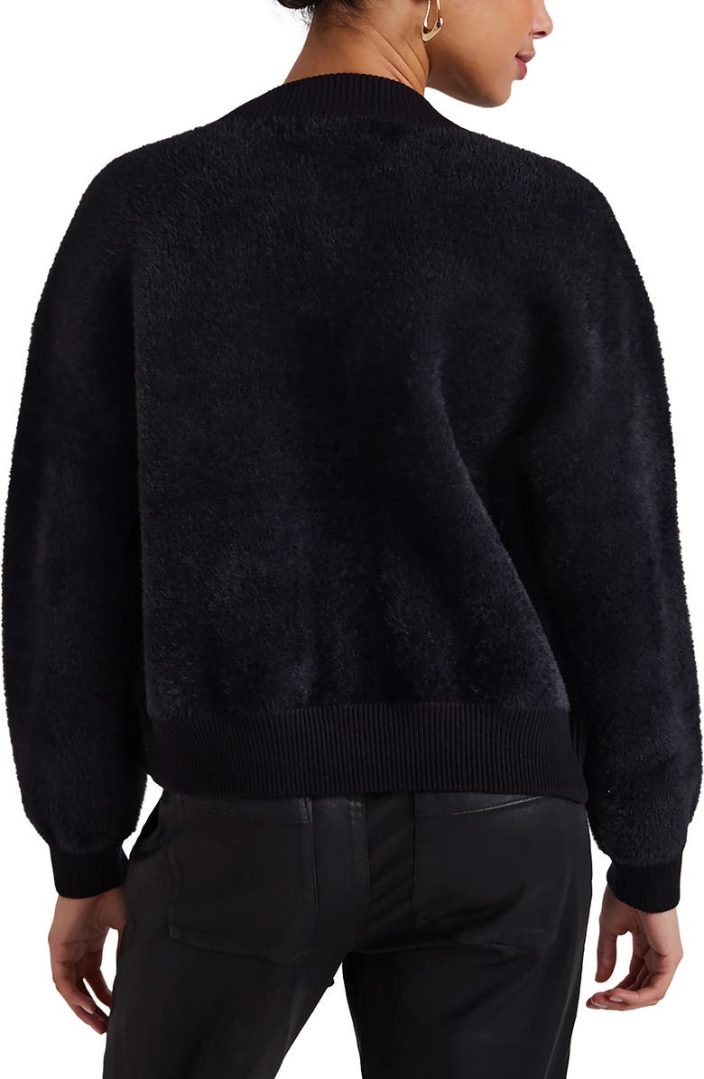 Bella Dahl Fuzzy Bomber Jacket, Alternate, color, Black