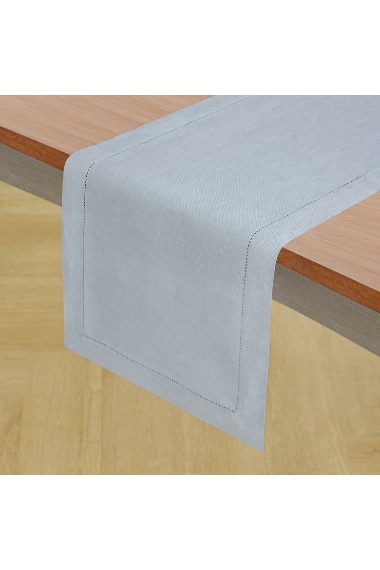 Linen Table Runner - Classic Hemstitch, Main, color, Dusty Blue