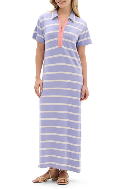 Stripe Quarter Zip Shift Dress