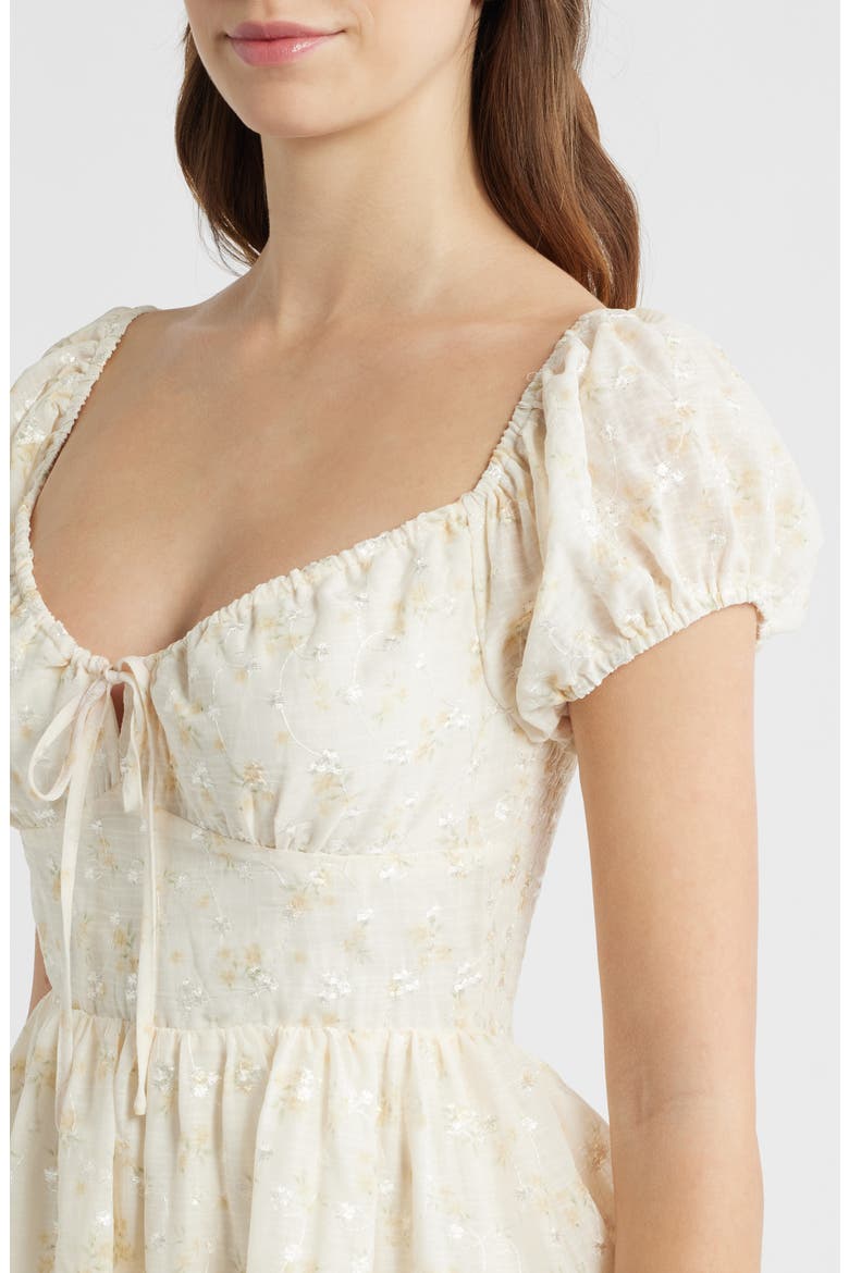 Embroidered Sweetheart Neck Minidress, Alternate, color, IVORY YELLOW
