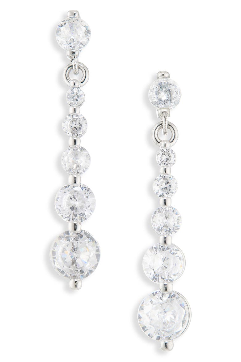 Graduated Linear Drop Earrings, Main, color, SILVER