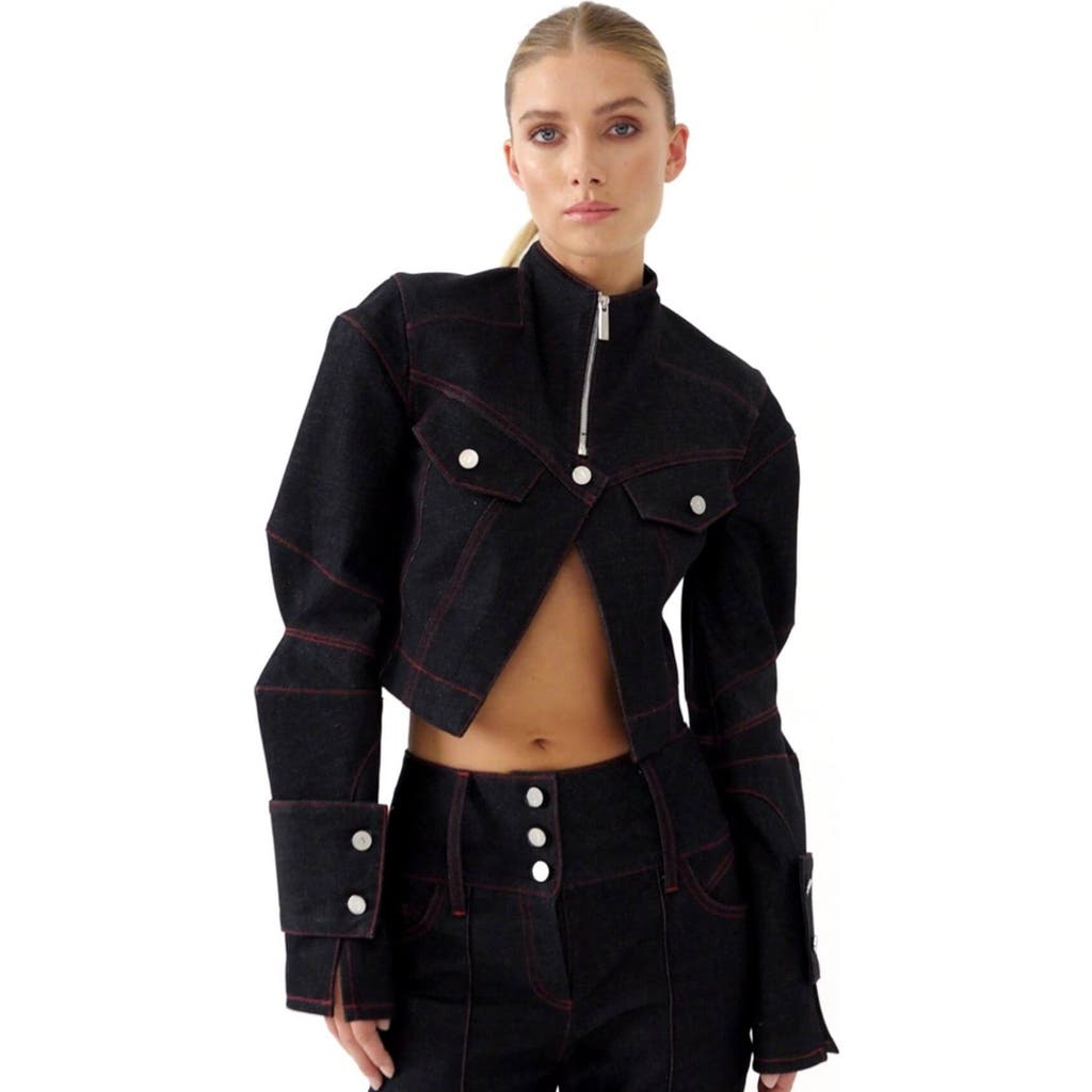 Jendue Davidson Cropped Denim Jacket in Deep Blue at Nordstrom, Size X-Small