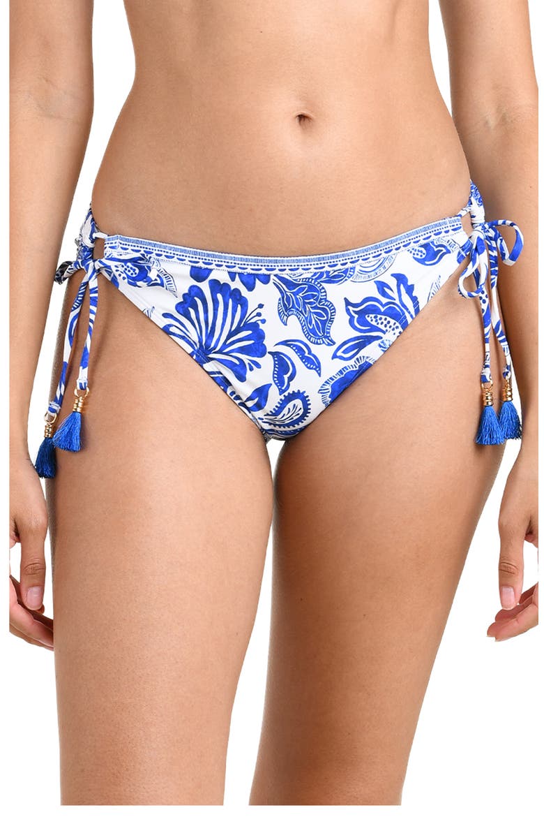 Botanical Brocade Side Tie Bikini Bottoms, Main, color, LAPIS