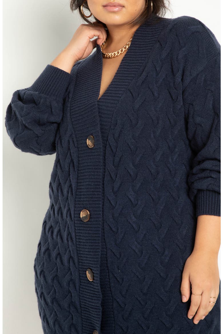 Stretch Cardigan Sweater Dress, Alternate, color, BLACK IRIS