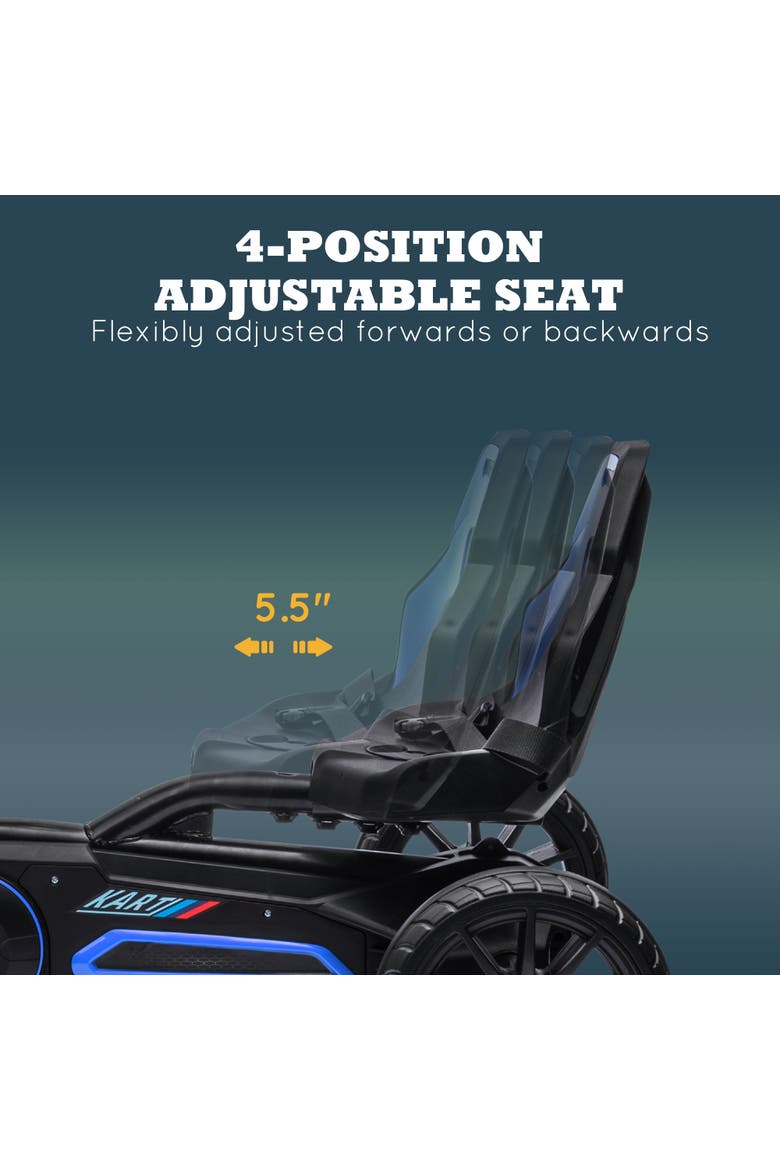 Kids Pedal Go Kart with Adjustable Seat Swing Axle Handbrake EVA Wheels, Alternate, color, Blue