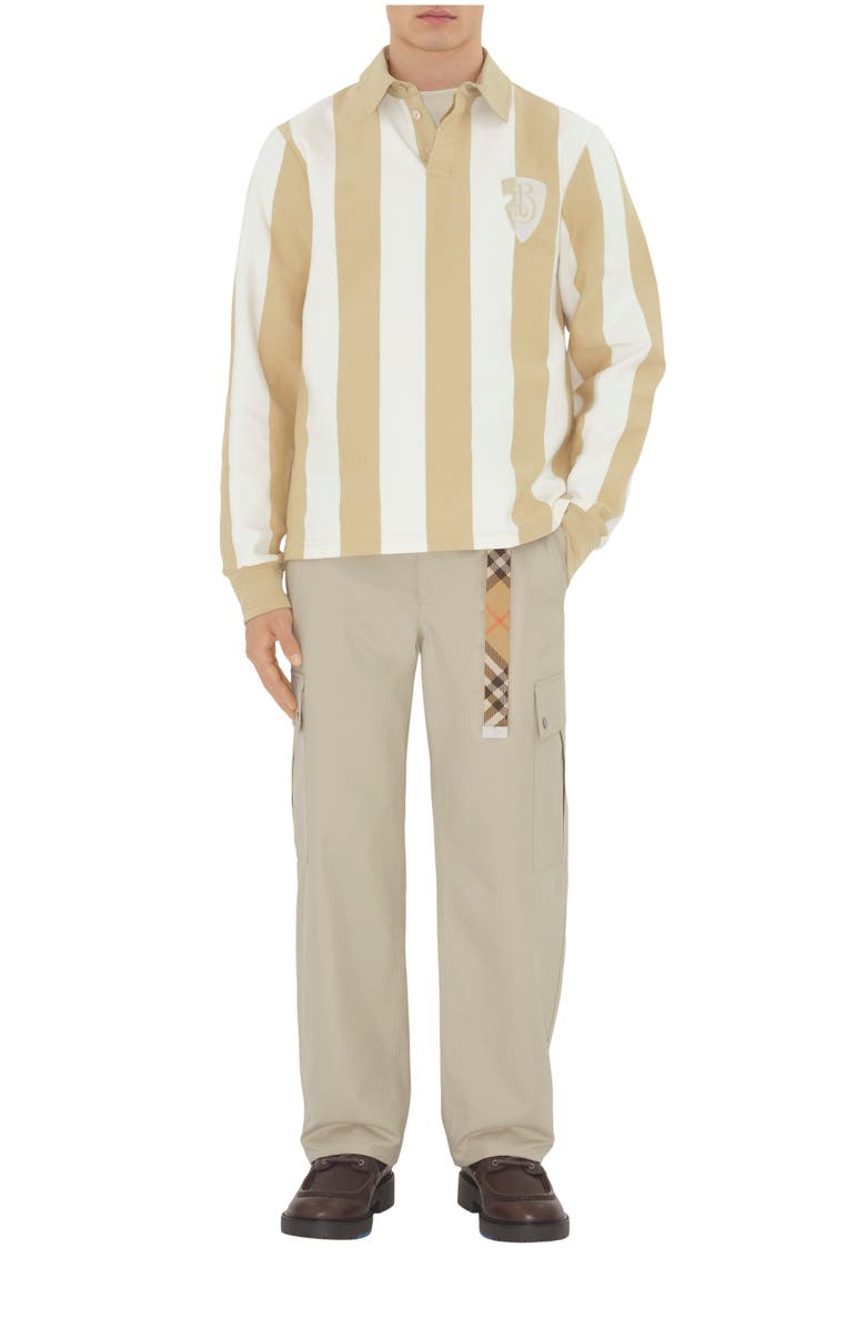 Burberry Long-sleeve Striped Cotton Polo Shirt, Main, color, 