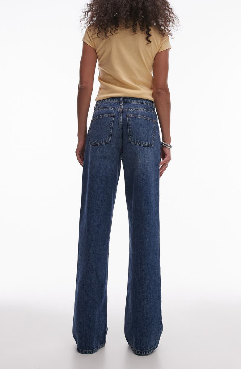 Topshop Mid Rise Wide Leg Jeans, Alternate, color, Mid Blue