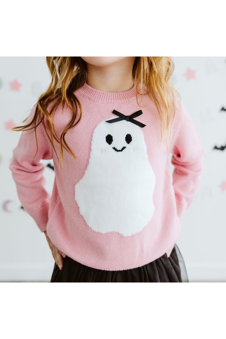 Sweet Ghost Halloween Sweater, Alternate, color, Pink