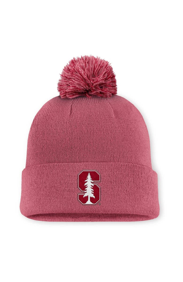 Nike Men's Nike Pink Stanford Cardinal Primetime Peak Campus Cuffed Knit Hat with Pom, Main, color, Pink