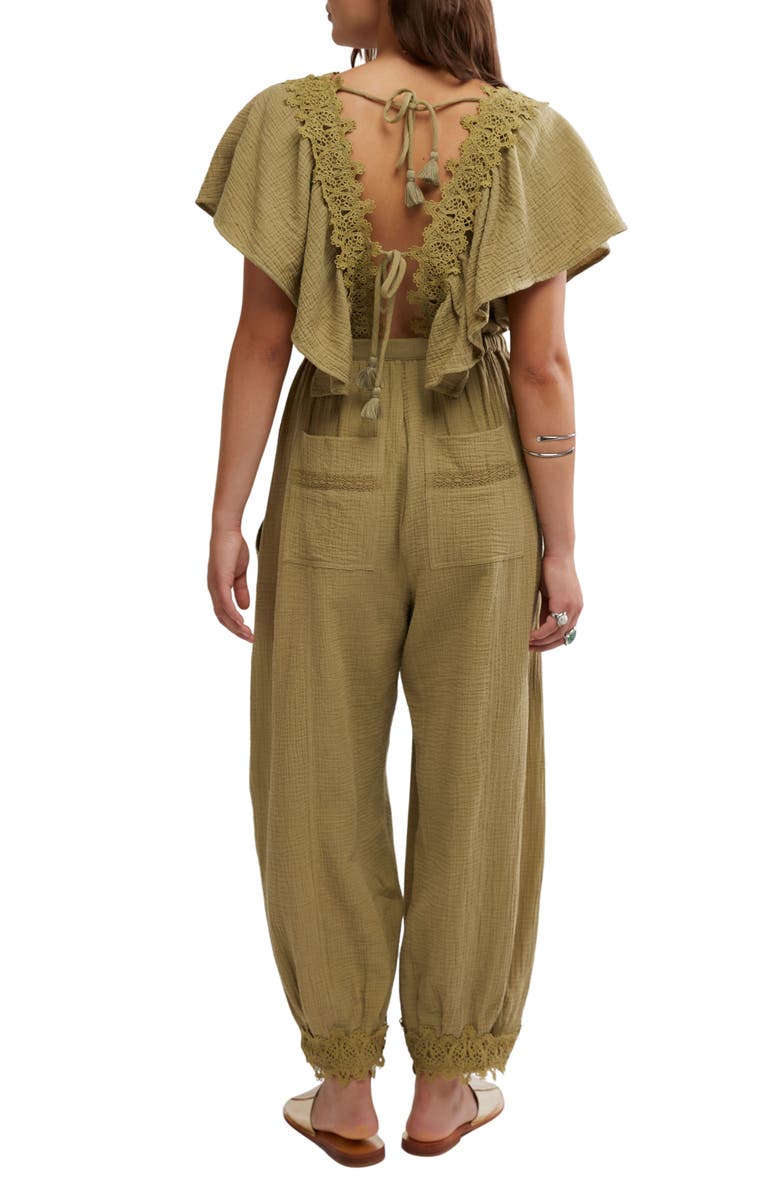 Free People Bali Rolling Dunes Jumpsuit, Alternate, color, Dusty Olive Combo