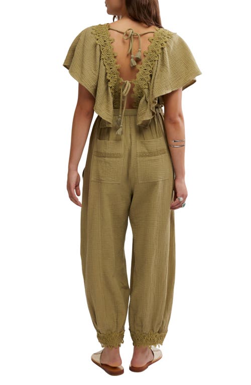 Free People Bali Rolling Dunes Jumpsuit In Dusty Olive Combo