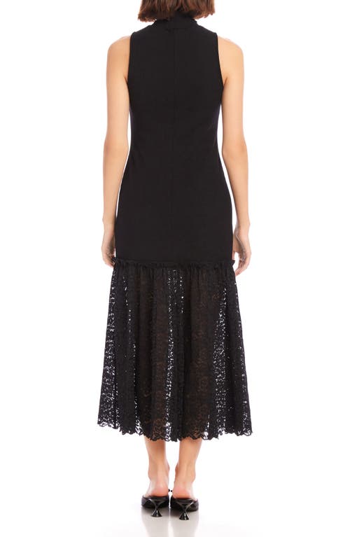 Fifteen Twenty Liana Mixed Media Sleeveless Rib & Lace Dress