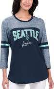 G-III 4HER BY CARL BANKS Women's G-III 4Her by Carl Banks Deep Sea Blue Seattle Kraken Play The Game 3/4-Sleeve T-Shirt