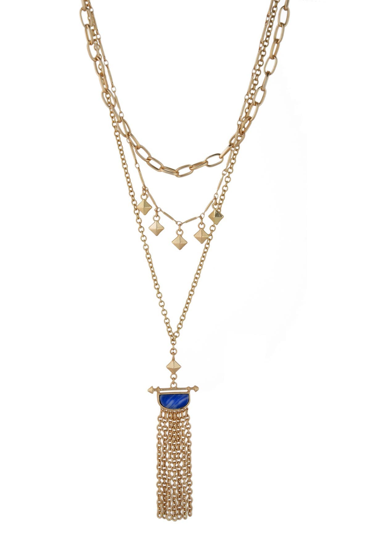 Multi Row Pyramid Drop Semiprecious Sodalite Necklace (Women ...