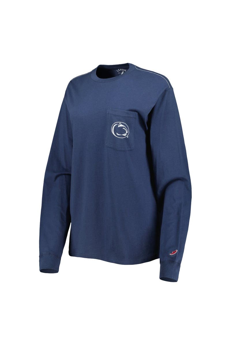 LEAGUE COLLEGIATE WEAR Women's League Collegiate Wear Navy Penn State Nittany Lions Oversized Pocket Long Sleeve T-Shirt, Alternate, color, 