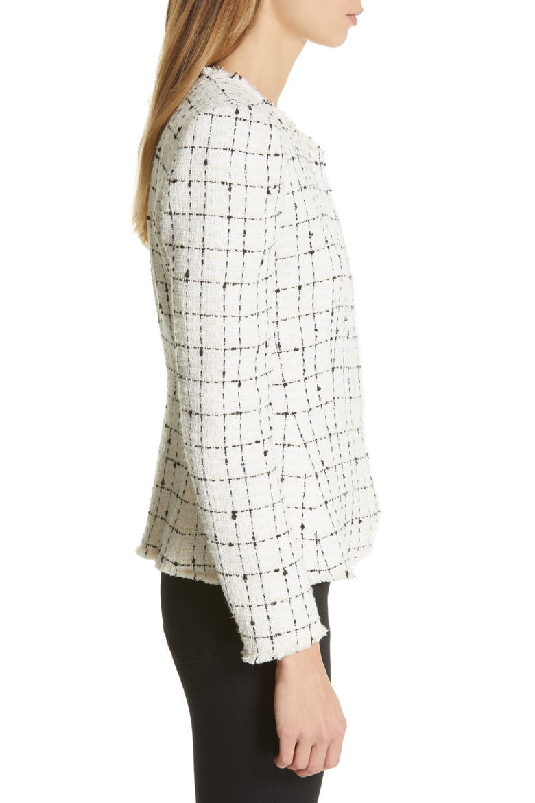 Plaid Tweed Zip Jacket, Alternate, color, CREAM COMBO