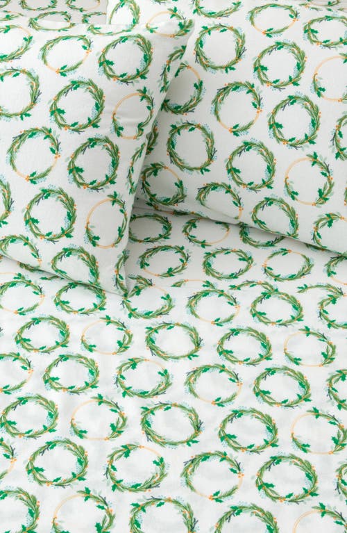 Woven & Weft Turkish Cotton Flannel Christmas Sheet Set In Green