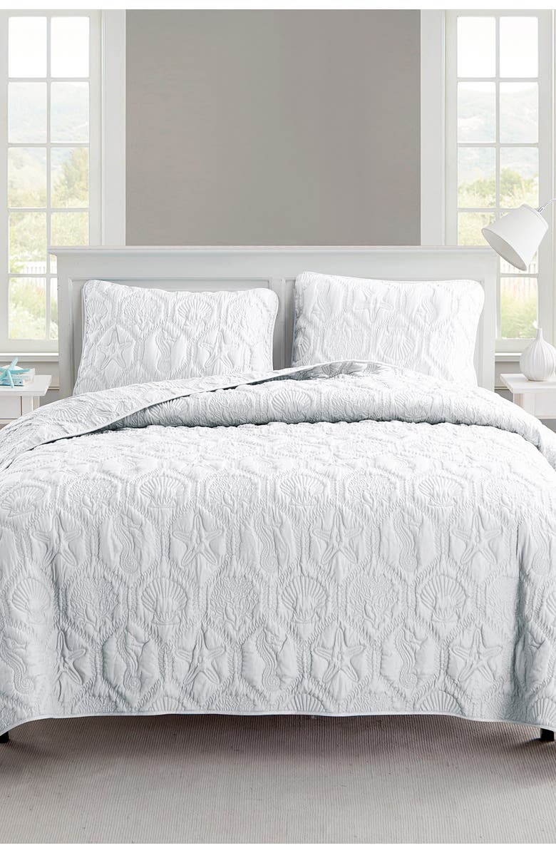 VCNY HOME Shore Embossed Quilt Set - Queen, Main, color, White